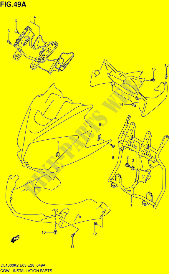 FAIRING INSTALLATION PARTS (MODELE K4/K5/K6) for Suzuki V-STROM 1000 2006