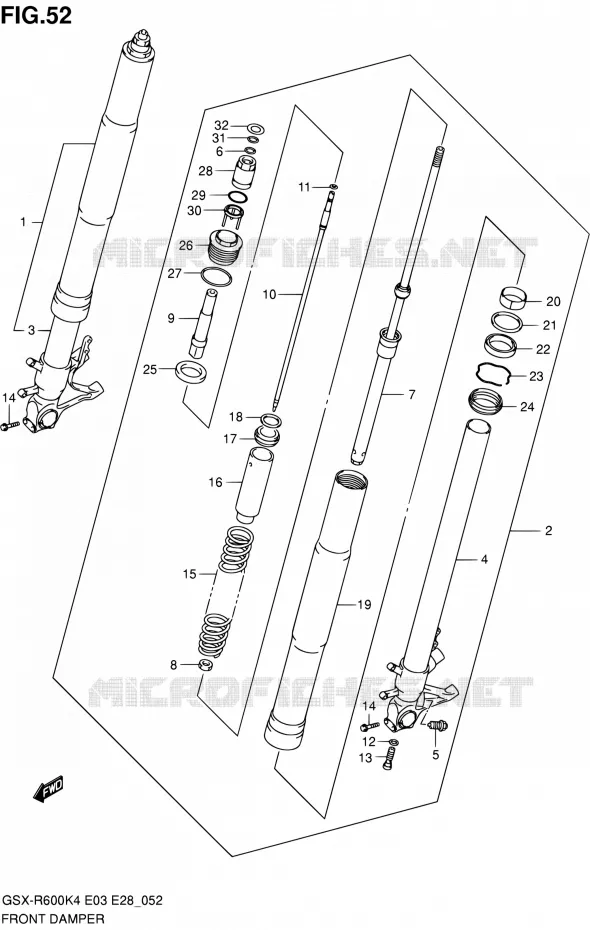 FRONT SHOCK ABSORBER Suzuki MOTO 600 GSX-R 2004  GSX-R600 K5/GSX-R600X K5 (E03,E28,E33)