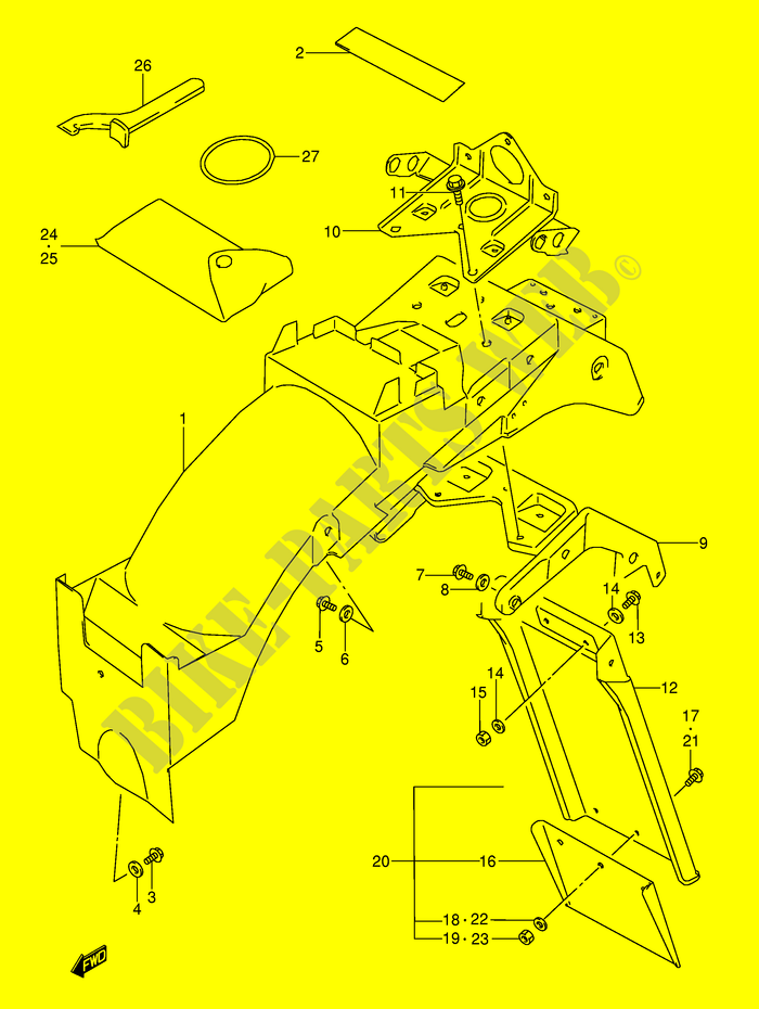 REAR FENDER (MODEL J/K/L/M/N/P/R) for Suzuki GSX-F 600 1989
