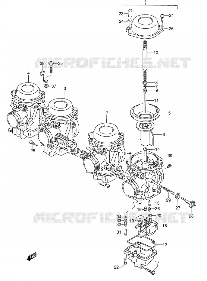 CARBURETOR (MODEL L/M/N/P/R/S,MODEL L E17 ~F.NO.107606) Suzuki MOTO 600 GSX-F 1991  GSX600FM(E2)