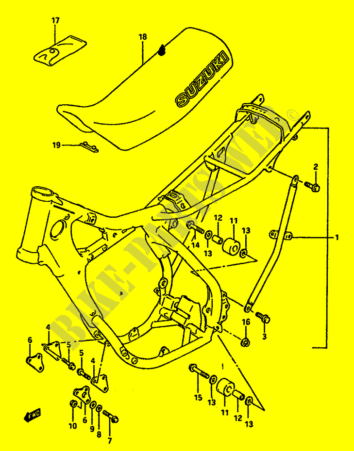 FRAME SEAT (MODEL H/J) for Suzuki RM 125 1988
