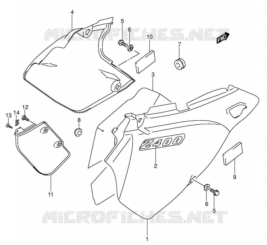 FAIRING (MODEL K1/K2) Suzuki MOTO 400 DR-Z 2003  DR-Z400K3(E1)