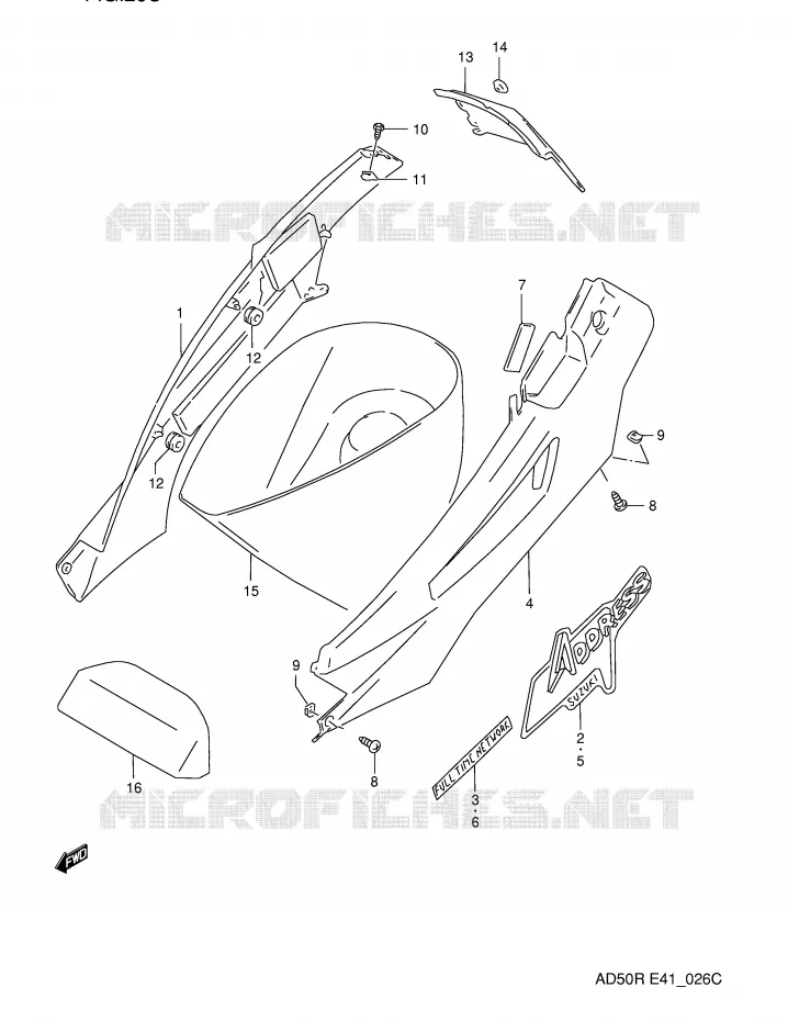 FAIRING (MODEL R E41,E94,P9) Suzuki SCOOTER 50 AD 1991  AD50WFM(E41)