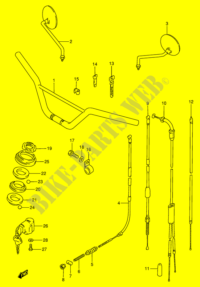 HANDLE BAR   CONTROL CABLE for Suzuki BX 120 1994