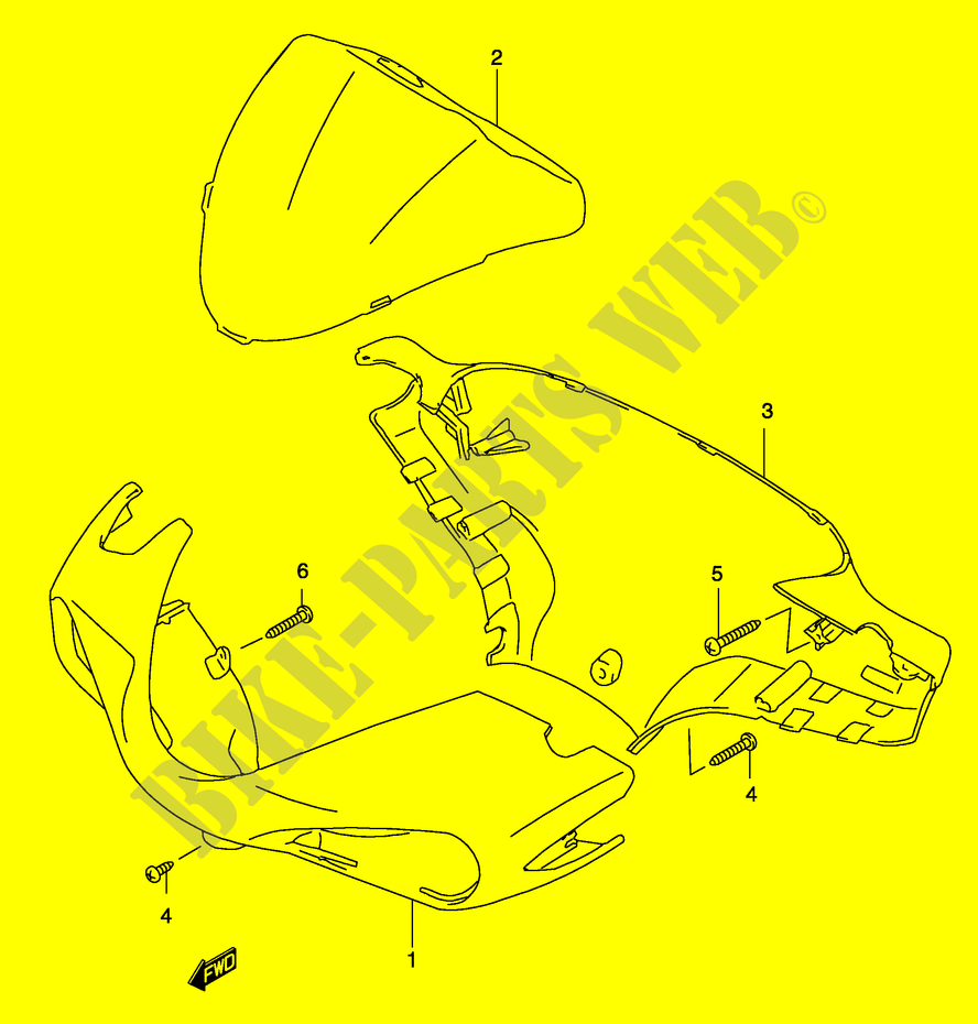 HANDLEBAR FAIRING (MODEL AY50WR K1/K2) for Suzuki KATANA 50 2001
