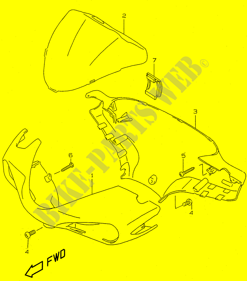HANDLEBAR FAIRING (model AY50W/WR Y) for Suzuki KATANA 50 2001