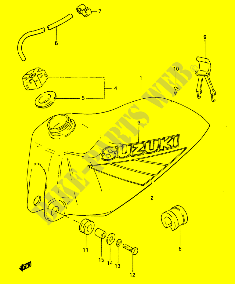 FUEL TANK (MODEL D) for Suzuki RM 500 1984