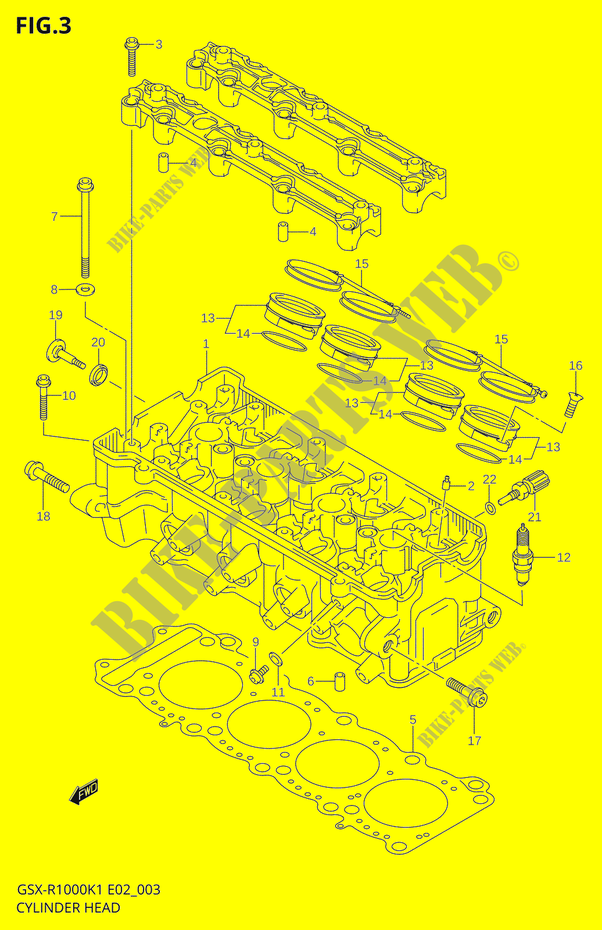 CYLINDER HEAD for Suzuki GSX-R 1000 2002