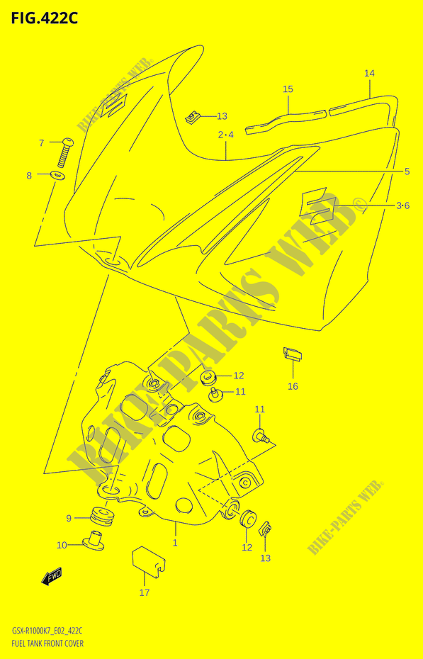 FUEL TANK FRONT COVER (GSX R1000:K8:(E02,E19,E24,E51,P37)) for Suzuki GSX-R 1000 2007