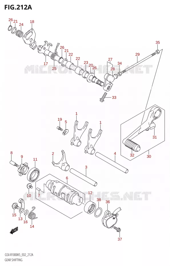 GEAR SHIFTING ASSY Suzuki MOTO 1000 GSX-R 2005  GSX-R1000 K5 (E02)