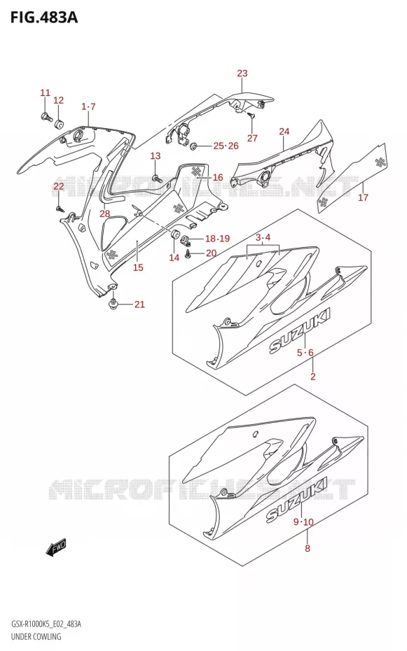 UNDER COWLING (GSX-R1000:K5:(E02,E19,E24,P37)) Suzuki MOTO 1000 GSX-R 2005  GSX-R1000 K5 (E02)