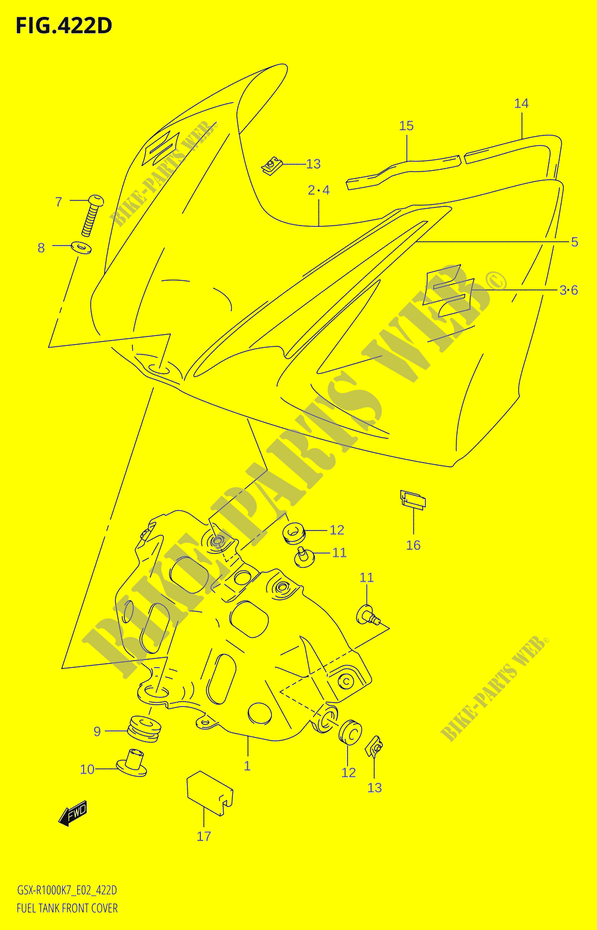FUEL TANK FRONT COVER (GSX R1000U2:K8:E19) for Suzuki GSX-R 1000 2008