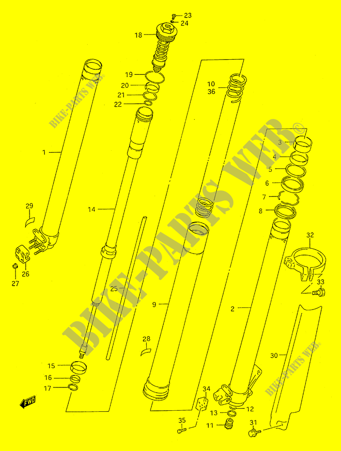 FRONT SHOCK ABSORBERLE S) for Suzuki RM 125 1995