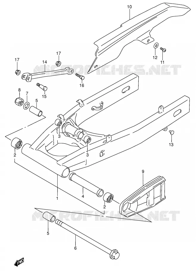 SWINGARM (MODEL T/V) Suzuki MOTO 600 RF 1996  RF600RUT(E2)