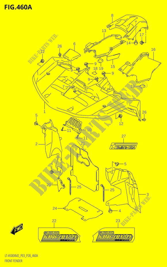 FRONT FENDER (LT A500X:M2:P03) for Suzuki KINGQUAD 500 2022