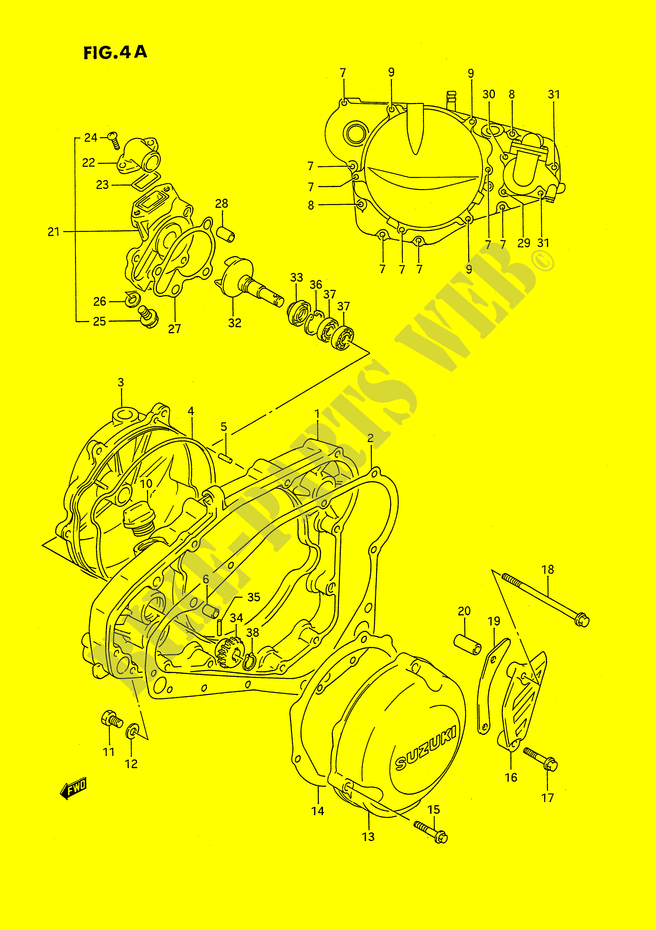 CRANKCASE COVER (MODEL L/M/N/P/R/S/T) for Suzuki RMX 250 1990