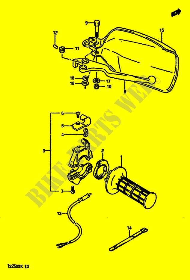 RIGHT SWITCH   HANDGRIP (MODEL G E1,E2,E4,E21,E24) for Suzuki TS-X 250 1988