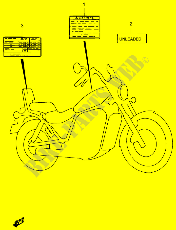 WARNING LABEL (MODEL Y) for Suzuki INTRUDER 800 1998