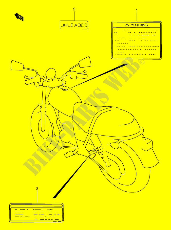 WARNING LABEL (MODEL K1) for Suzuki TU 250 1998