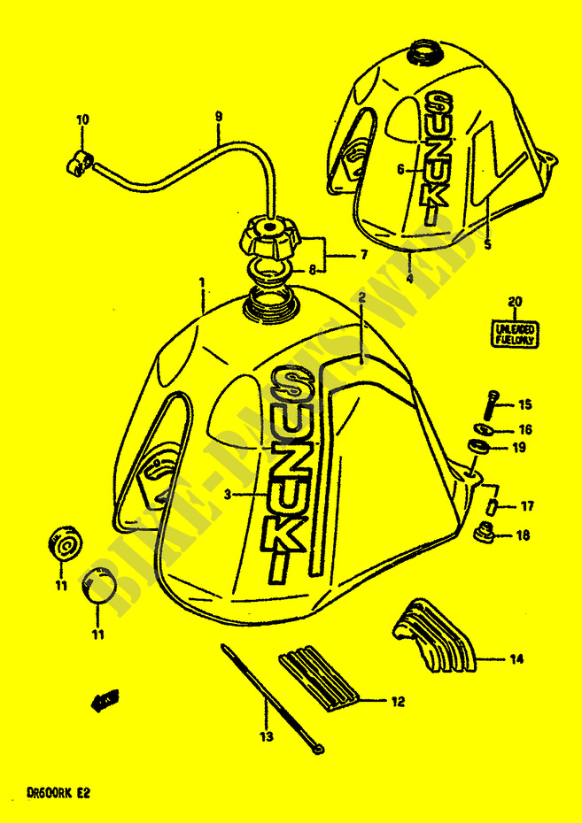 FUEL TANK (MODEL G/H) for Suzuki DR 600 1987