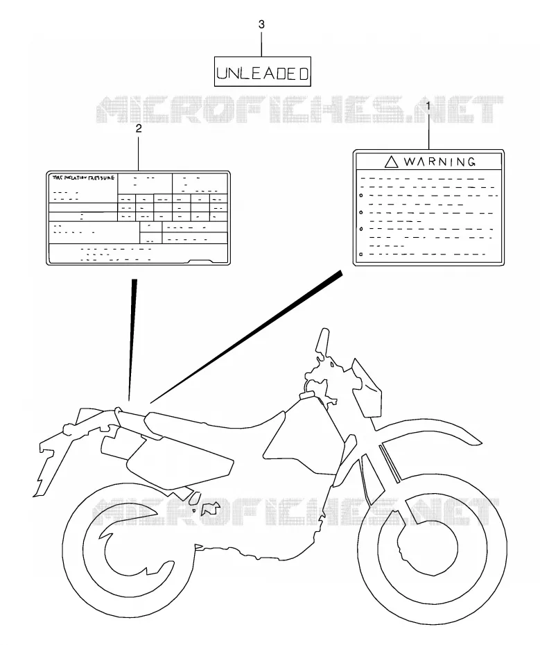 LABEL (MODEL R/S) Suzuki MOTO 350 DR 1998  DR350SEW(E2)