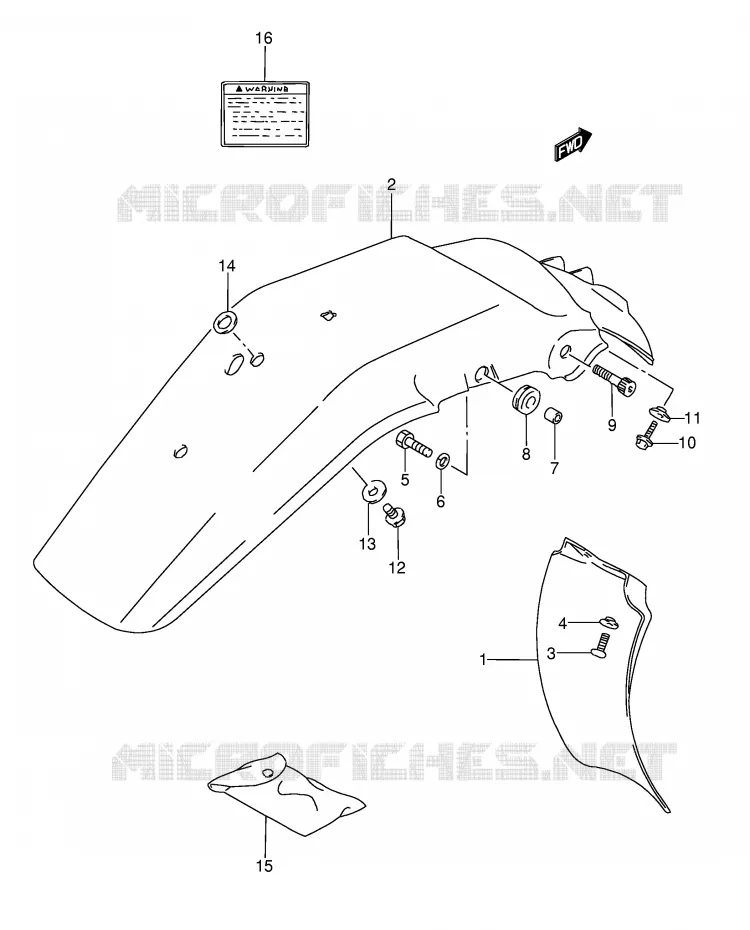 REAR FENDER - LABEL (MODEL L/M/N/P) Suzuki MOTO 350 DR 1994  DR350R(E3)