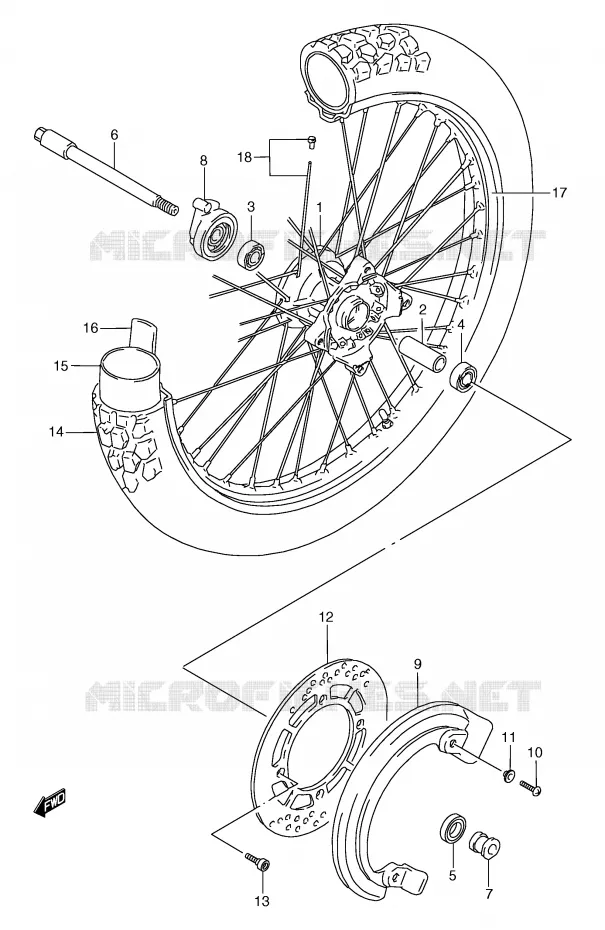 FRONT WHEEL  (MODEL L/M/N/P/R) Suzuki MOTO 125 TS-R 1992  TS125RN(E2)