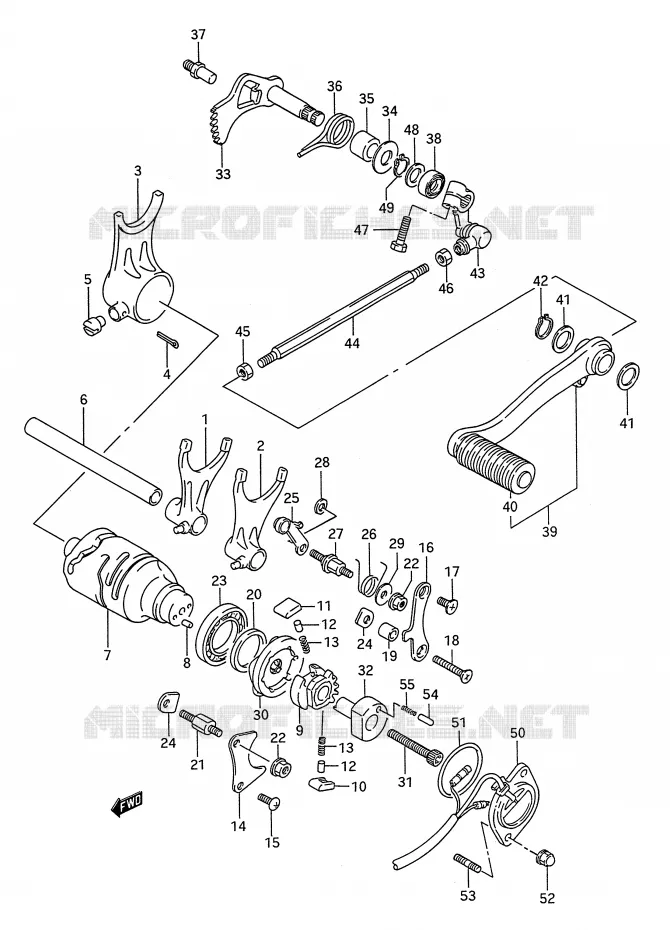 GEAR SHIFTING ASSY (MODEL R/S) Suzuki MOTO 1400 INTRUDER 1991  VS1400GLFM(E28)