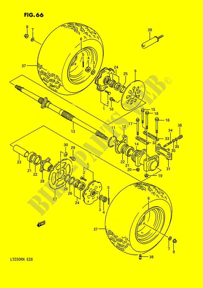 REAR WHEEL (MODEL H/J/K/L/M/N) for Suzuki QUADRACER 250 1986