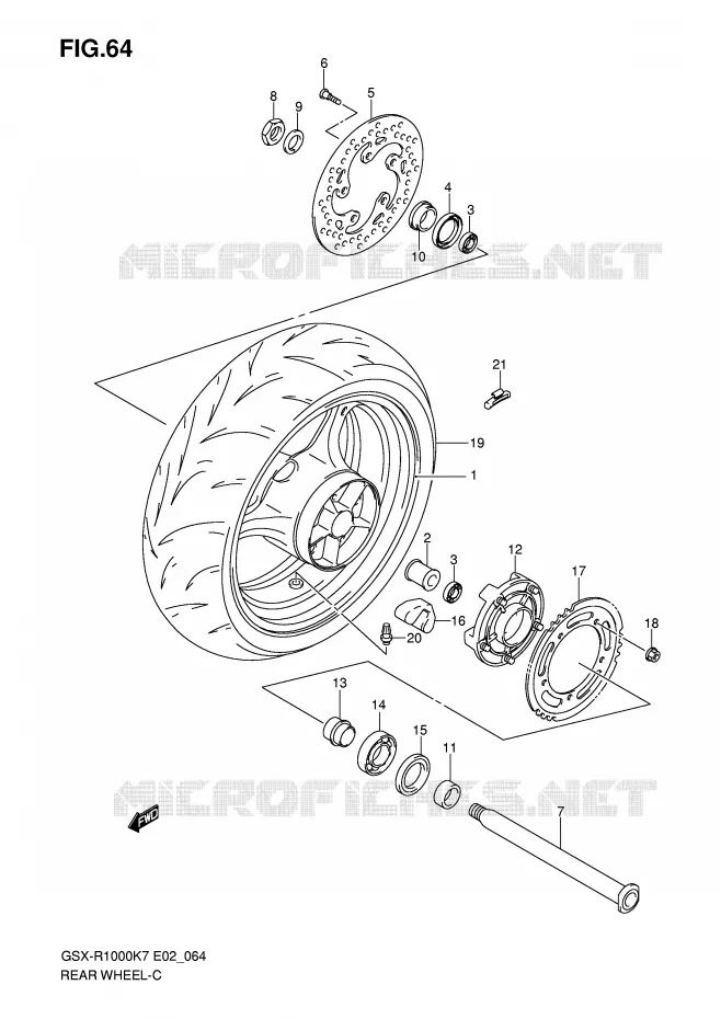 REAR WHEEL Suzuki MOTO 1000 GSX-R 2008  GSX-R1000U2K8(E2)