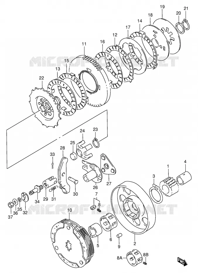 CLUTCH (MODEL S/V/X/Y) Suzuki SCOOTER 100 FB 1995  FB100S(E71)
