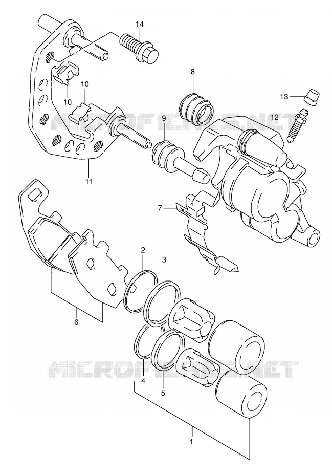 FRONT CALIPER (MODEL M/N/P/R/S) Suzuki MOTO 800 DR 1996  DR800SUT