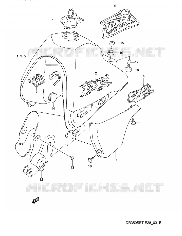 FUEL TANK (MODEL R/S/T) Suzuki MOTO 350 DR 1994  DR350SER(E28)