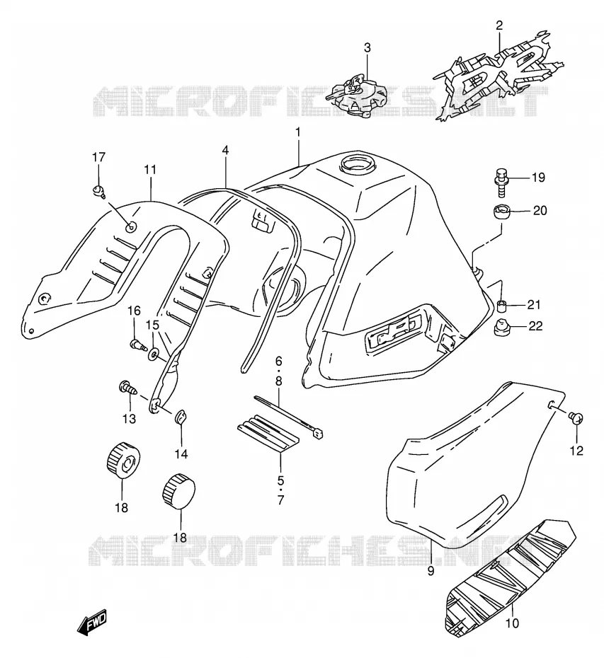 FUEL TANK (MODEL R) Suzuki MOTO 650 DR 1994  DR650REUR(E2)