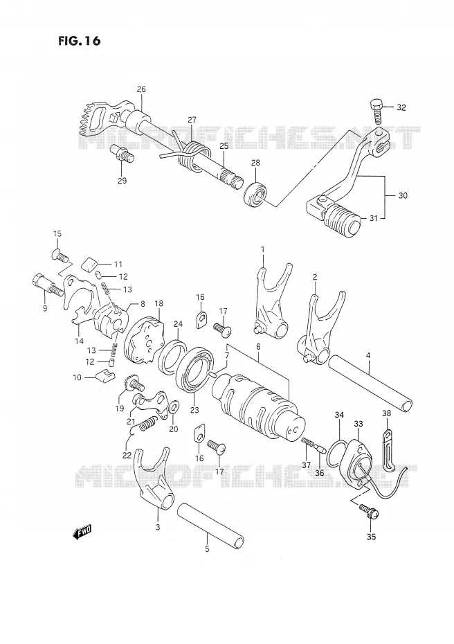 GEAR SHIFTING ASSY Suzuki MOTO 350 DR 1992  DR350SHN(E2)