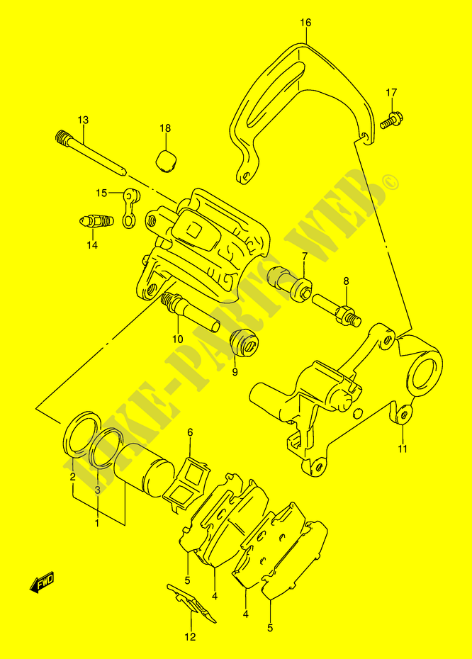 REAR CALIPER (MODEL L/M) for Suzuki DR 250 1992