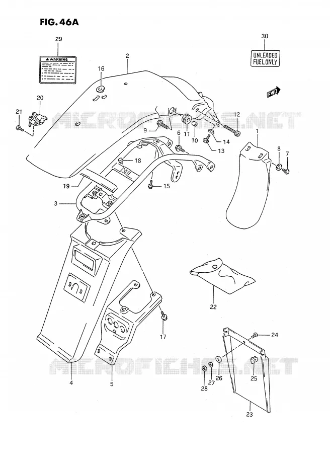 REAR FENDER (MODEL R) Suzuki MOTO 350 DR 1994  DR350SR(E2)