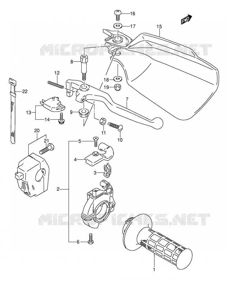 RIGHT SWITCH - HANDGRIP (MODEL L/M,MODEL N/P/R E24) Suzuki MOTO 250 DR 1992  DR250SN(E24)