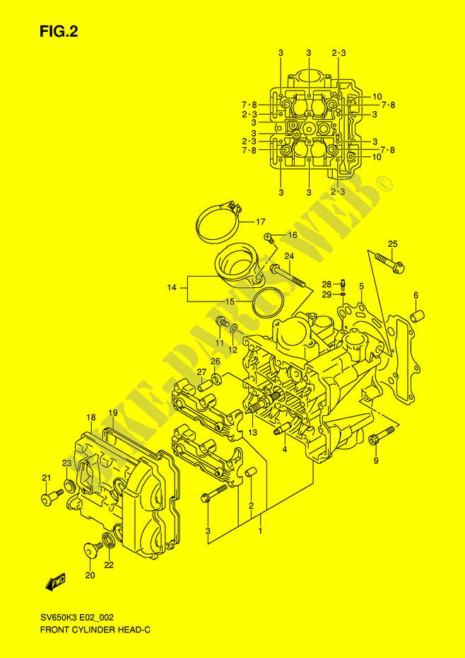 FRONT CYLINDER HEAD (MODEL K3/K4/K5/K6) for Suzuki SV 650 2003