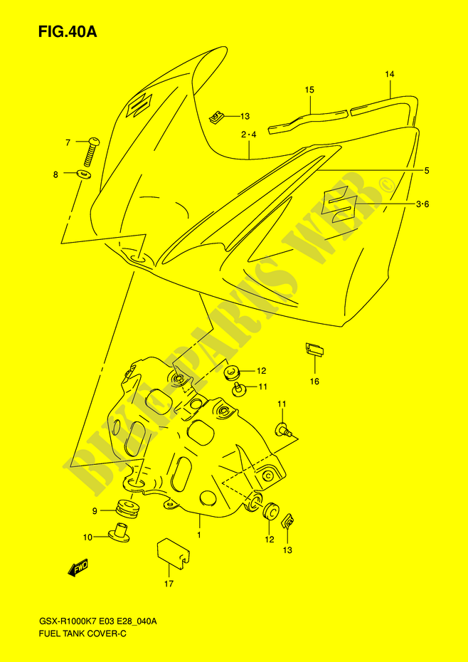 FUEL TANK FRONT COVER (MODEL K8) for Suzuki GSX-R 1000 2007