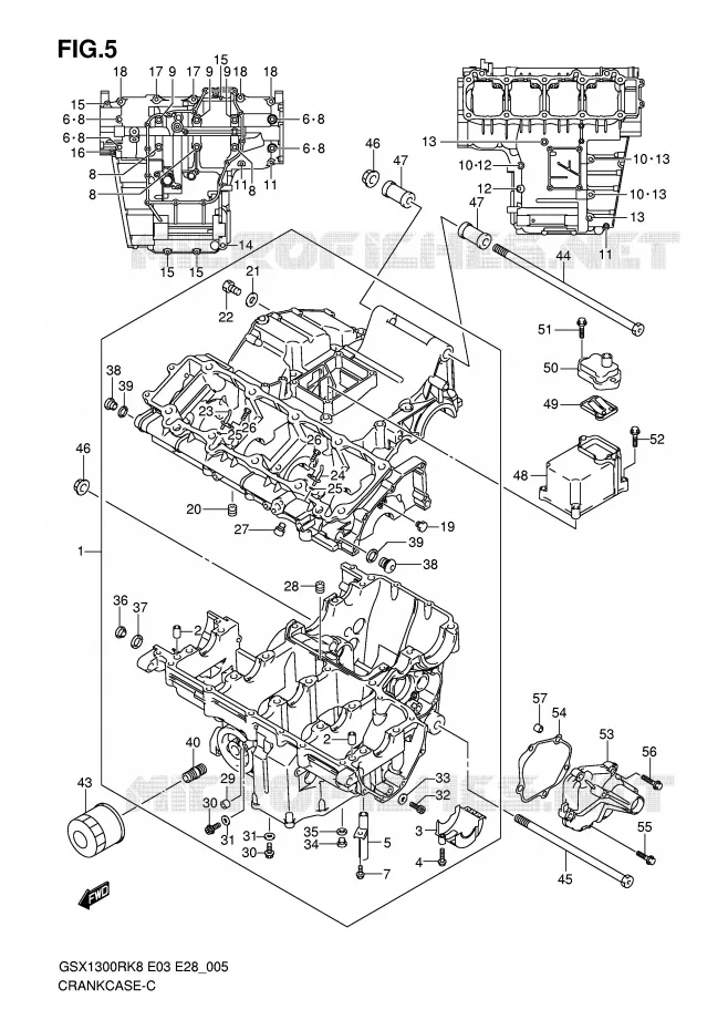 CRANKCASE Suzuki MOTO 1300 HAYABUSA 2009  GSX1300RK9(E3/E28)