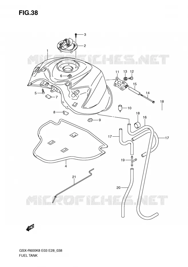 FUEL TANK (MODEL K8) Suzuki MOTO 600 GSX-R 2010  GSX-R600L0(E3/E28)