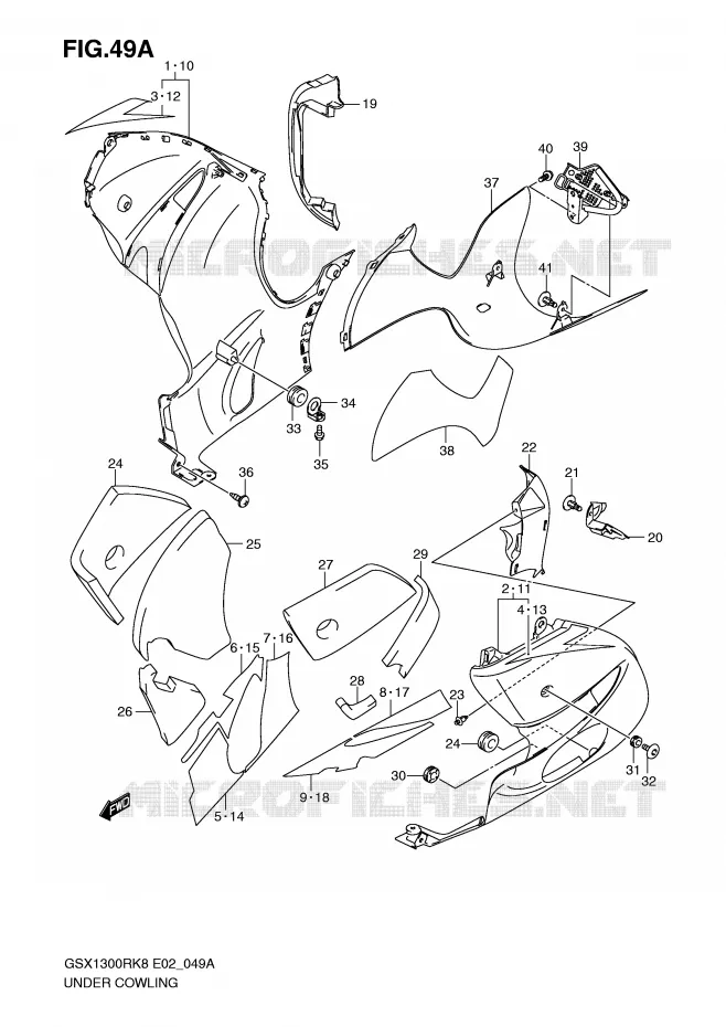 UNDER COWLING (MODEL K9) Suzuki MOTO 1300 HAYABUSA 2008  GSX1300RK8(E2)