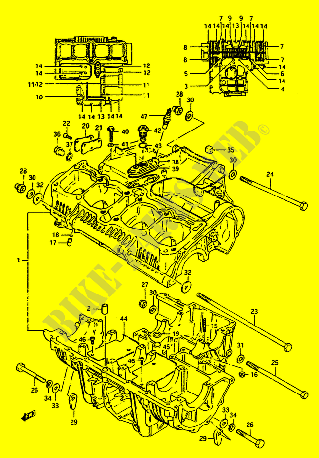 CRANKCASE (E.NO.102248~) for Suzuki GSX-E 1100 1984