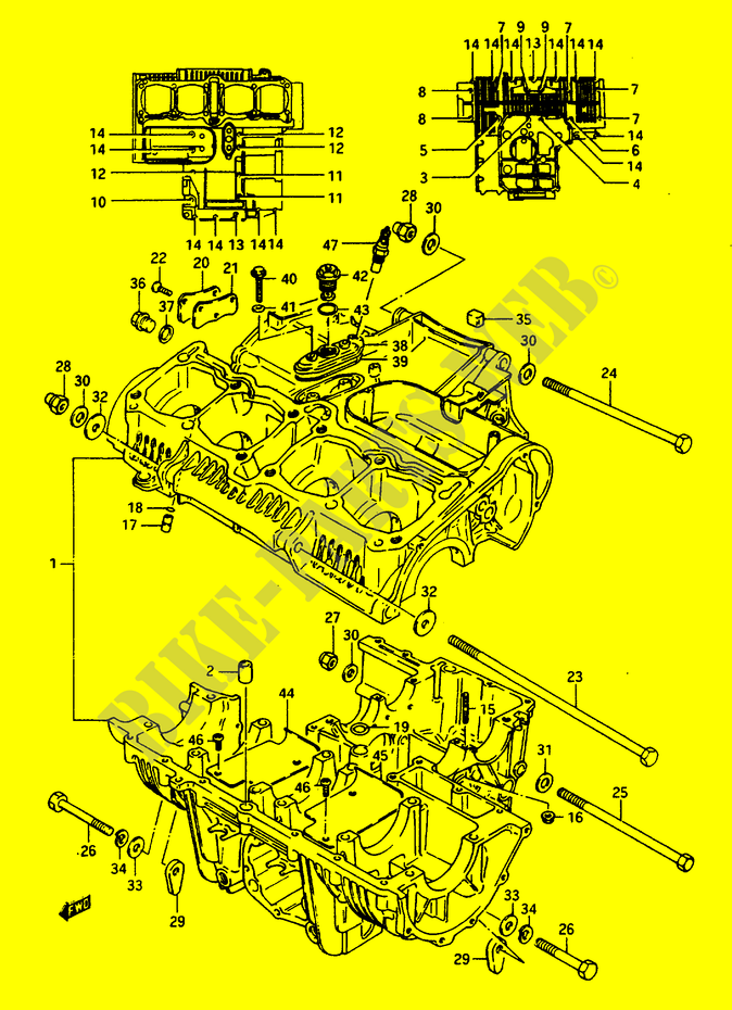 CRANKCASE (~E.102247) for Suzuki GSX-E 1100 1984