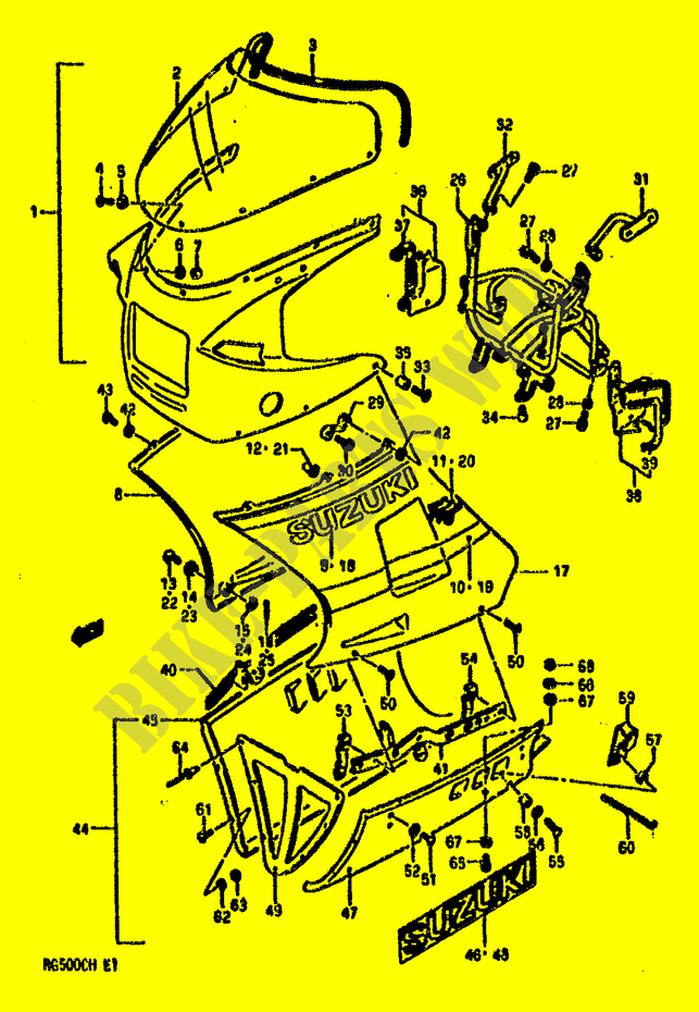 FAIRING (MODEL G E2,E15,E16,E17,E21,E22,E25,E34,E39) for Suzuki GS-E 500 1990