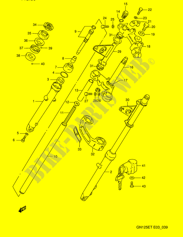FRONT FORK (MODEL M/N/P/R/S) for Suzuki GN 125 1992