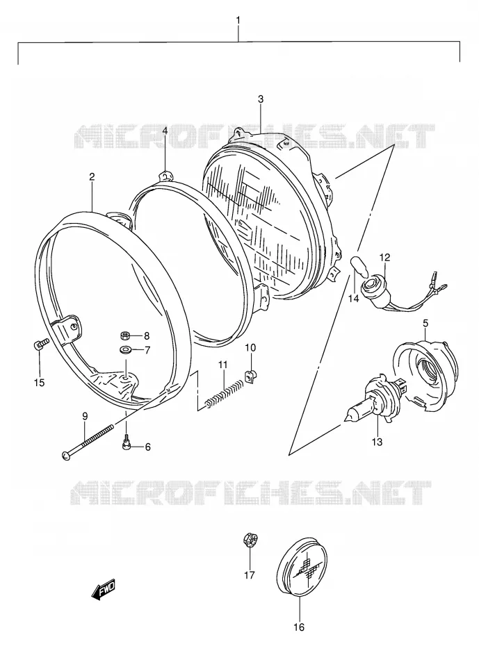 HEADLIGHT (MODEL P/R) Suzuki MOTO 500 GS-E 1995  GS500EUS(E2)