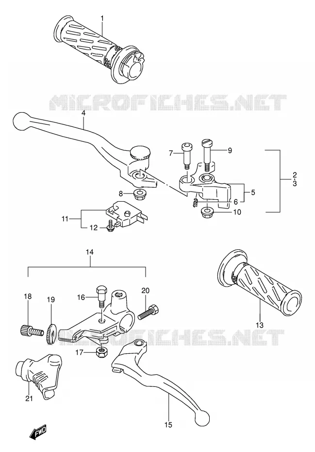 LEVERS - HANDGRIPS (MODEL L/M/N/P/R/S/T) Suzuki MOTO 500 GS-E 1995  GS500EUS(E2)