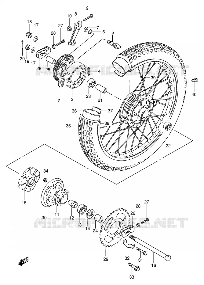 REAR WHEEL(GN250 F/J/K/L/M/N/P/R) Suzuki MOTO 250 GN 1985  GN250F(E2)